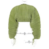 Mandy Pleated Long-sleeve Blouse